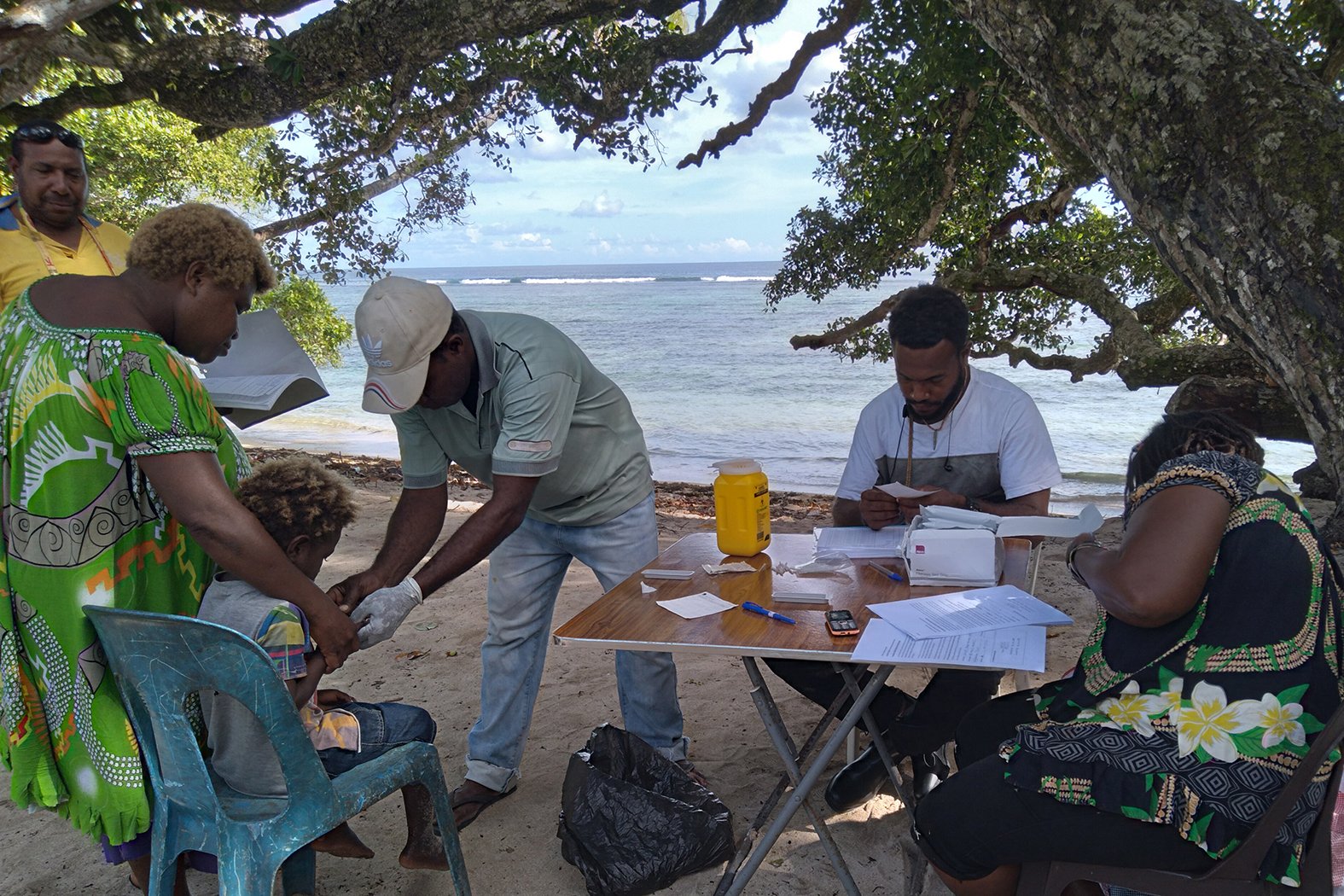 Mass Drug Administration campaign with the IDA (a combination of albendazole, DEC and ivermectin) triple therapy in the East New Britain Province, Papua New Guinea.